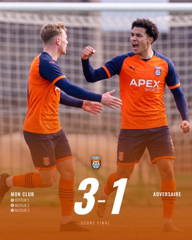 Affiche de score final sur une photo du match
