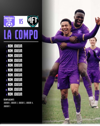 Composition d'équipe de foot avec la liste des titulaires